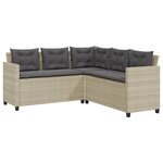 vidaXL Canapé de jardin et table et coussins en forme de L gris clair