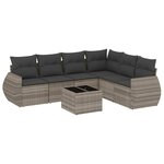 vidaXL Salon de jardin avec coussins 7 Pièces gris clair résine tressée