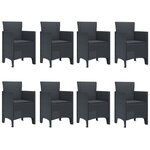 vidaXL Ensemble de salle à manger de jardin 9 pièces avec coussins anthracite en poly rotin
