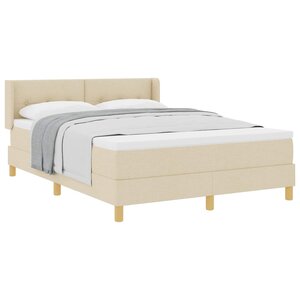 vidaXL Lit à ressorts avec tête de lit Crème 190 x 140 cm tissu