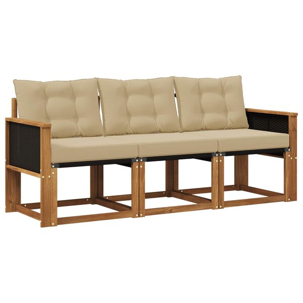 vidaXL Ensemble de canapés d'extérieur 3 Pièces Naturel et Beige