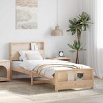 vidaXL Cadre de lit Marron 90 x 190 cm Bois massif en pin