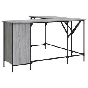 Bureau table poste de travail meuble d'ordinateur informatique étude sonoma 141 x 141 x 75 cm bois d'ingénierie gris 02_0023961