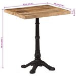vidaXL Table de bistro 60x60x77 cm Bois de manguier brut