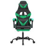 vidaXL Chaise de jeu pivotante et repose-pied Noir et vert Similicuir