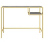 Bureau table poste de travail meuble d'ordinateur informatique étude d'ordinateur Marbre 100 x 36 x 74 cm Verre trempé noir 02_0023736