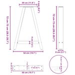 vidaXL Pieds de table à manger en forme de A  2 pièces  noir  50 x (72-73) cm  acier