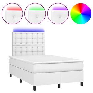 vidaXL Sommier à lattes de lit matelas LED blanc 120x190 cm similicuir