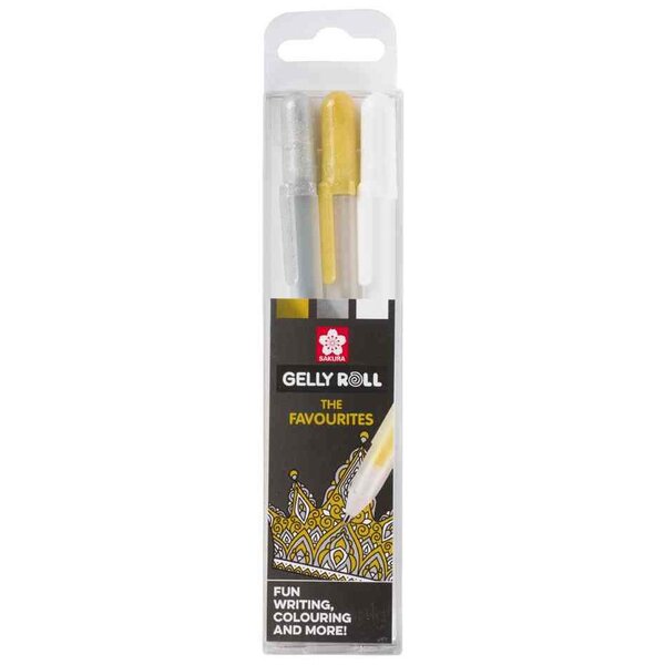 Stylo roller encre gel Gelly Roll 'Or-Argent-Blanc' SAKURA