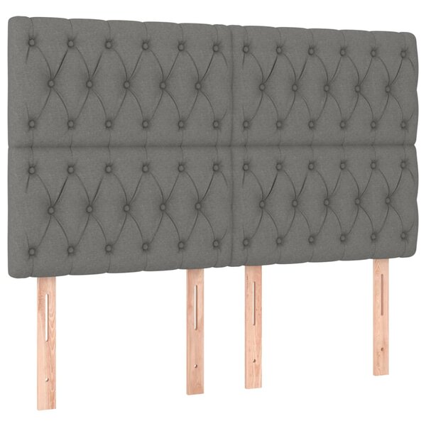 vidaXL Têtes de lit 4 Pièces Gris foncé 80x7x78/88 cm Tissu