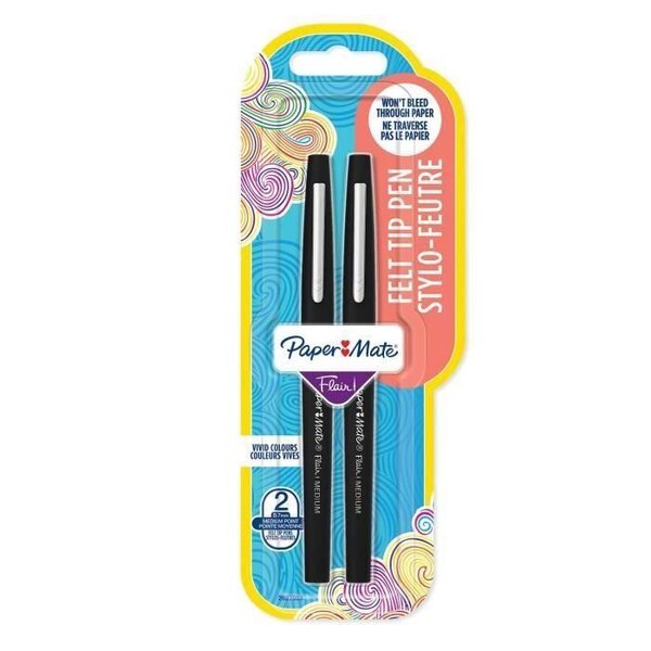 PAPER MATE Lot de 2 stylos Flair - Pointe moyenne - Encre verte