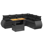 vidaXL Salon de jardin 7 Pièces avec coussins noir résine tressée