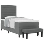vidaXL Lit avec Sommier avec Matelas & Banc Gris Foncé 90x190 cm Tissu
