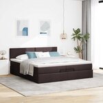 VidaXL Cadre de lit ottoman avec matelas marron foncé 200x200 cm tissu