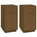 vidaXL Tables de chevet 2 Pièces Marron 40x40x75 cm Bois de pin massif