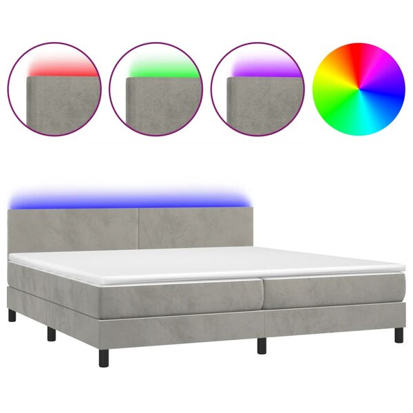 vidaXL Sommier à lattes de lit avec matelas LED Gris clair 200x200 cm