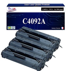 T3AZUR -3x Toners compatibles avec HP C4092A (92A) pour HP LaserJet 1100 1100 XI 1100A 3200 3200M