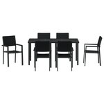 vidaXL Set de jardin 7 pièces dinatoire Noir Poly Rotin