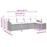 vidaXL Ensemble de Canapés avec coussin 5 Pièces Gris et marine polyrotin