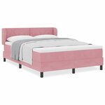 Lit Box Spring vidaXL avec Matelas Rose 160x200 cm Velours