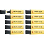 Surligneur BOSS ORIGINAL Pastel Pointe Biseautée 2-5 mm Jaune Pastel x 10 STABILO