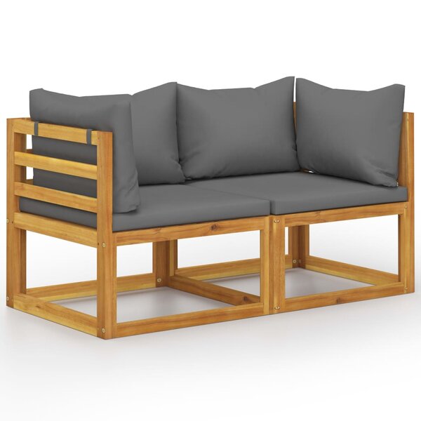 vidaXL Banc de jardin à 2 places avec coussins gris foncé