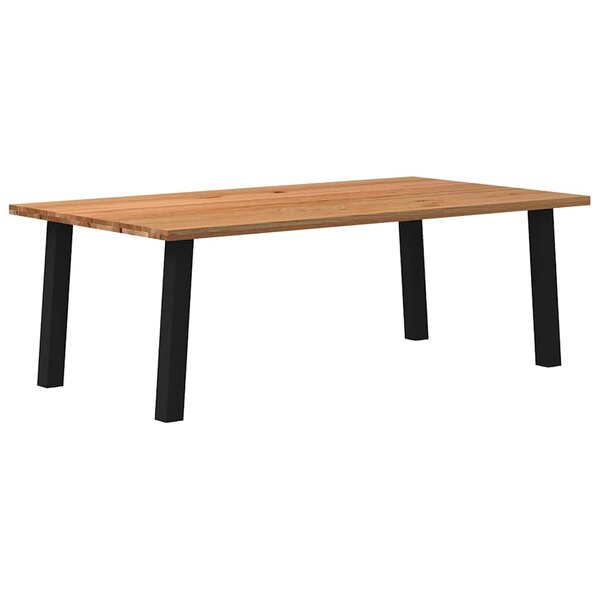 vidaXL Table à manger marron clair bois de chêne massif rectangulaire