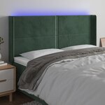 vidaXL Tête de lit à LED Vert foncé 163x16x118/128 cm Velours