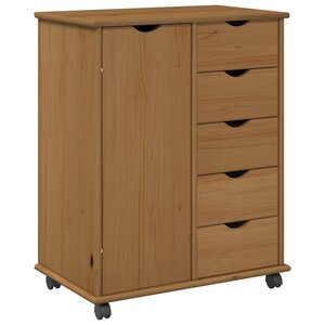 vidaXL Cabinet roulant 63 5 x 39 x 79 cm Bois de Pin Massif