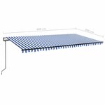 vidaXL Auvent automatique capteur de vent/LED 600x300 cm Bleu et blanc