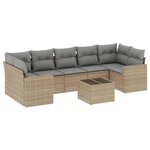 vidaXL Salon de jardin avec coussins 8 Pièces beige résine tressée
