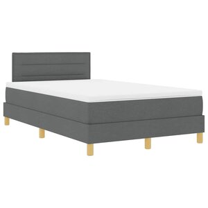 vidaXL Lit à ressort LED avec matelas Gris foncé 120 x 190 cm tissu