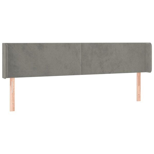 vidaXL Tête de lit avec oreilles Gris clair 203x16x78/88 cm Velours