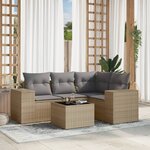 vidaXL Salon de jardin avec coussins 5 Pièces beige résine tressée