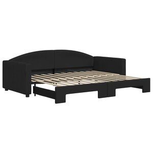 vidaXL Lit de jour avec lit gigogne noir 90x200 cm tissu