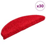 vidaXL Tapis d'escalier 30 pièces 56 x 17 x 3 cm Rouge Demi-rond