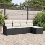 vidaXL Ensemble de canapé de jardin avec coussin 5 Pièces Noir Poly rotin
