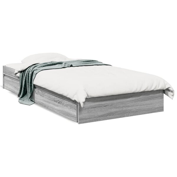 vidaXL Cadre de lit avec tiroirs sans matelas sonoma gris 75x190 cm