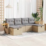 vidaXL Salon de jardin avec coussins 6 Pièces beige résine tressée