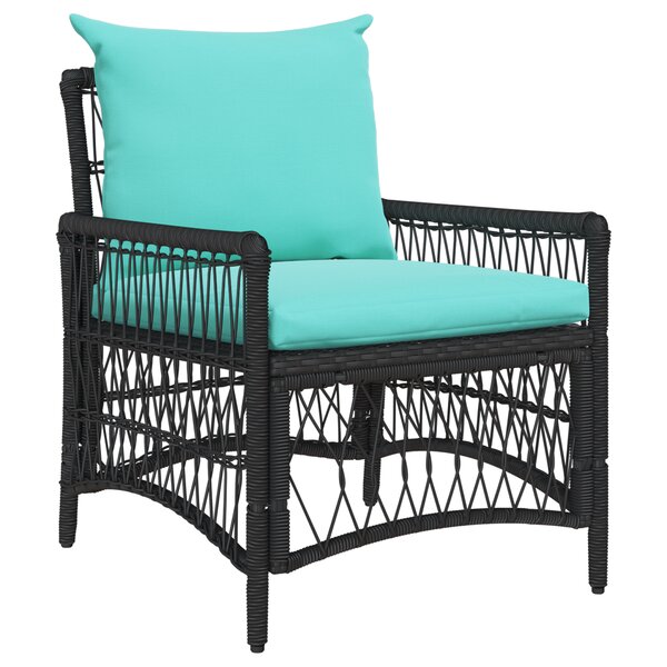 vidaXL Chaise de jardin avec coussins noire 60x70x78 cm en polyrotin