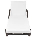vidaXL Chaise longue avec coussin et table Résine tressée Marron