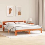 vidaXL Cadre de lit avec tête de lit Brun cire 180 x 200 cm Pin massif