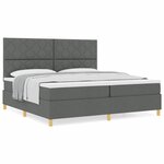 vidaXL Lit à Ressort avec Matelas Gris Foncé 200x200 cm Tissu