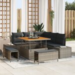 Ensemble de canapés de jardin de 8 pièces avec coussins gris en poly rattan