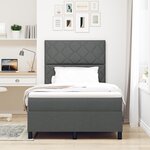vidaXL Lit à ressorts avec matelas et LEDs - Gris foncé  120x200 cm Tissu