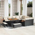vidaXL Ensemble de canapé de jardin 12 Pièces Noir Poly rotin