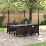 vidaXL Ensemble de salle à manger pour jardin 7 Pièces Marron Rattan Polt