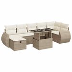 vidaXL Salon de jardin avec coussins 8 Pièces beige résine tressée