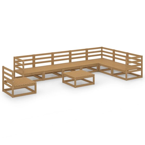 vidaXL Salon de jardin 9 Pièces marron miel bois de pin massif