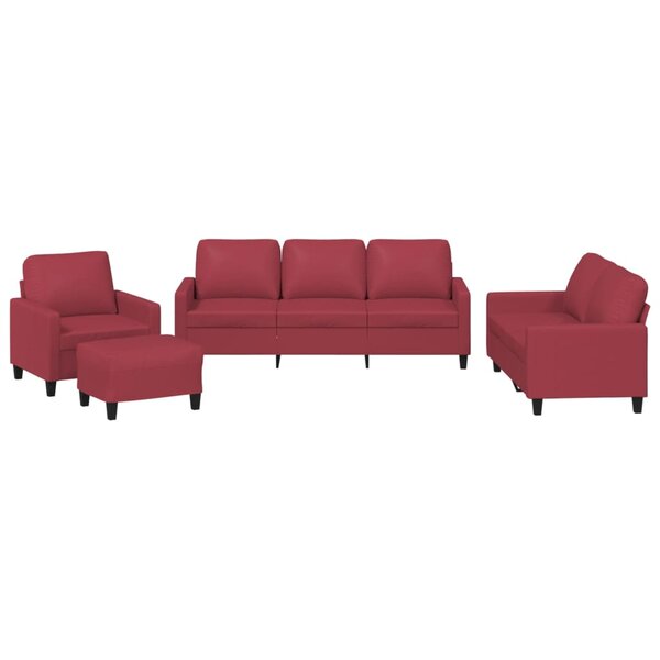 vidaXL Ensemble de canapés 4 Pièces et coussins Rouge bordeaux Similicuir